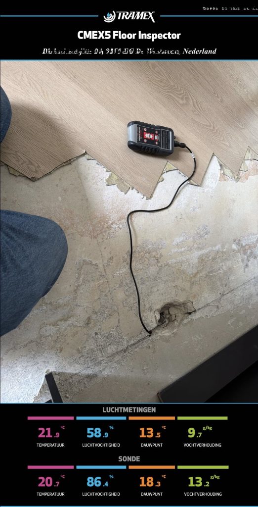 Onafhankelijk onderzoek naar vocht onder PVC vloer en loslatende vloerafwerking door Floor Inspector